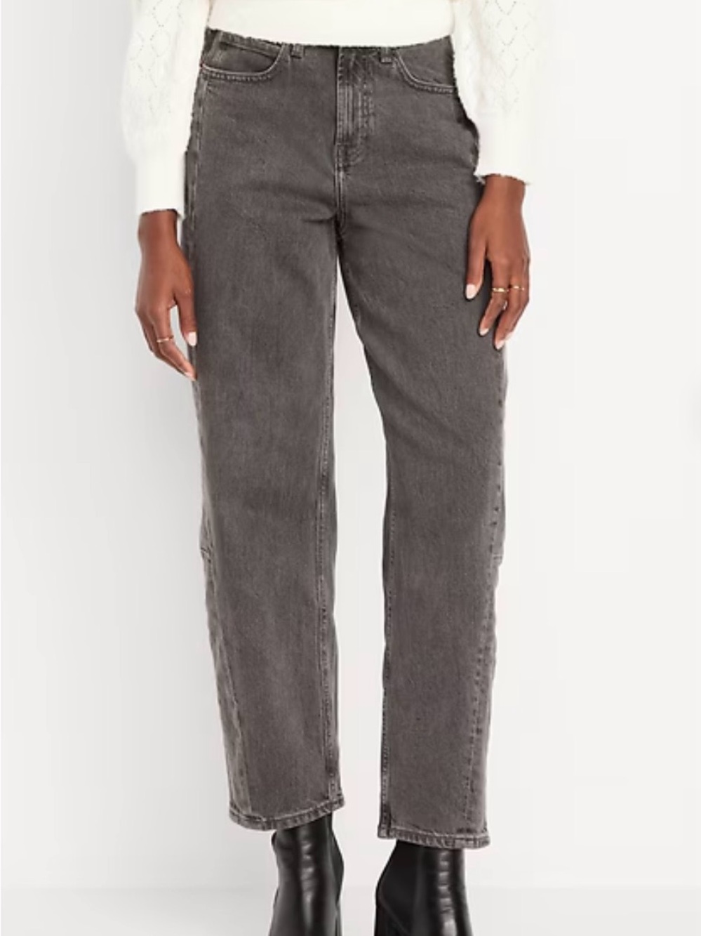 Old Navy High-Rise Barrel-Leg Jeans - Charcoal Gray